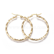 201 Stainless Steel Big Hoop Earrings, with 304 Stainless Steel Pin, Hypoallergenic Earrings, Twisted Ring Shape, Golden, 45x2.5mm, 10 Gauge, Pin: 0.7mm(EJEW-A054-06C-G)