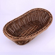 Plastic Storage Baskets, Woven Basket, for Nursery Baby Clothes, Toy, Makeup, Books, Towels, Sienna, 23.5~25x16.1x8.4~9cm(AJEW-WH0018-27)
