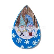 Opaque Christmas Themed Acrylic Big Pendants, Teardrop, Gnome, 56x36x2mm, Hole: 1.6mm(OACR-L018-04D)