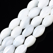 Natural Trochid Shell/Trochus Shell Beads Strands, Oval, Bleach, Seashell Color, 9x6mm, Hole: 0.7mm, about 44~45pcs/strand, 15.35 inch(39cm)(SSHEL-S266-021A-02)