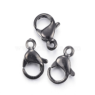 304 Stainless Steel Lobster Claw Clasps, Parrot Trigger Clasps, Electrophoresis Black, 10x6x3mm, Hole: 1.5mm(X-STAS-H353-B-02B)