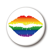 Rainbow Color Pride Flat Round Tinplate Lapel Pin, Badge for Backpack Clothes, Lip, 44mm(GUQI-PW0001-034M)