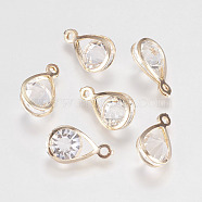 Glass Rhinestone Pendants, with Iron Findings, teardrop, Golden, 16x9x7mm, Hole: 15mm(X-IFIN-F144-24G)