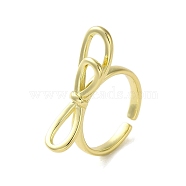Brass Rings, Bowknot, Real 18K Gold Plated, US Size 6(16.5mm)(RJEW-B057-12G)