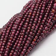 Natural Garnet Beads Strands, Round, 2mm, Hole: 0.5mm, about 185pcs/strand, 15 inch(G-N0213-04-2mm)