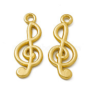 Rack Plating Alloy Pendants, Cadmium Free & Nickel Free & Lead Free, Musical Note Charm, Matte Gold Color, 25x10x1.5mm, Hole: 2mm(PALLOY-M202-10MG)