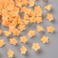 Transparent Acrylic Beads, Flower, Frosted, Orange, 10x5mm, Hole: 1mm, about 4600pcs/500g(PL554-07)