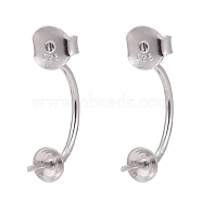 Sterling Silver Earring Hook, Platinum, 17.5mm(X-STER-P005-14)