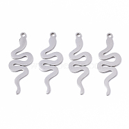 201 Stainless Steel Pendants, Laser Cut, Snake, Stainless Steel Color, 27x9x1mm, Hole: 1.4mm(STAS-N091-73)
