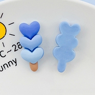 Valentine's Day Opaque Resin Decoden Cabochons, Triple Heart, Cornflower Blue, 33x15mm(PW-WG28439-04)