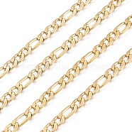 304 Stainless Steel Figaro Chains, Unwelded, Golden, 9~13x6x1.6mm(STAS-M032-45G-1.6mm)