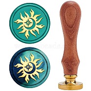 DIY Scrapbook, Brass Wax Seal Stamp and Wood Handle Sets, Sun with Moon, Golden, 8.9x2.5cm, Stamps: 25x14.5mm(AJEW-WH0100-333)
