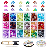 DIY Baking Painted Crackle Glass Beads Stretch Bracelet Making Kits, include Sharp Steel Scissors, Elastic Crystal Thread, Stainless Steel Beading Needles, Mixed Color, Beads: 10mm, Hole: 1.3~1.6mm, 270pcs/set(DIY-PH0004-54A)