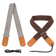 CHGCRAFT 2Pcs 2 Colors Adjustable Signature Cotton Guitar Strap, with Genuine Leather End, for Electric Guitar, Electric Bass, Mixed Color, 720~1270x38x3mm, Hole: 6mm, 1pc/color(AJEW-CA0002-17)