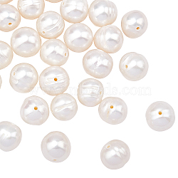Natural Cultured Freshwater Pearl Beads Strands, Round, Antique White, 7~8mm, Hole: 0.8mm, about 46~48pcs/strand, 13.77 inch~14.17 inch(PEAR-NB0001-07)