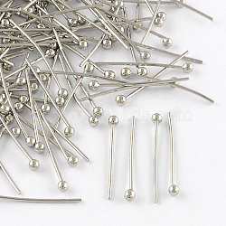 Brass Ball Head pins, Cadmium Free & Lead Free, Platinum, 26x0.7mm, 21 Gauge, Head: 2mm, about 10000pcs/bag(KK-R020-21P)