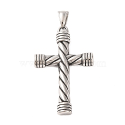 316 Surgical Stainless Steel Big Pendants, Cross Charms, Antique Silver, 52.5x32.5x5.5mm, Hole: 8.5x4mm(STAS-Z073-57AS-04)