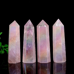 Point Tower Natural Rose Quartz Healing Stone Wands, for Reiki Chakra Meditation Therapy Decos, Hexagonal Prisms, 40~50mm(PW-WG45935-01)