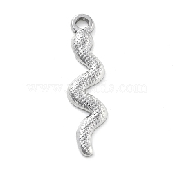 304 Stainless Steel Pendants, Snake Charm, Anti-Tarnish, Stainless Steel Color, 28.5x7x2mm, Hole: 2mm(STAS-I327-03P-02)