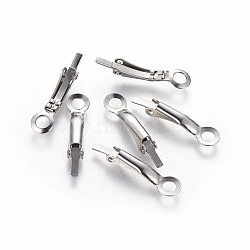 304 Stainless Steel Spring Ring Clasps, For Hoop Earring Making, Stainless Steel Color, 23x5.5mm, Hole: 3mm(X-STAS-G192-26P)