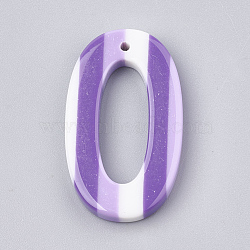 Resin Pendants, Oval with Stripe Pattern, Violet, 33x19.5x4mm, Hole: 1mm(X-CRES-T008-33B)