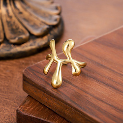 Adjustable 304 Stainless Steel Cuff Open Rings, Nuggets, Golden, Inner Diameter: 15~20mm(WG85805-01)