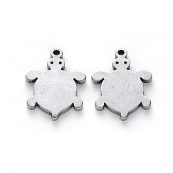 Tarnish Resistant 304 Stainless Steel Charms, Laser Cut, Tortoise, Stainless Steel Color, 14x10.5x1mm, Hole: 1mm(STAS-N092-76)