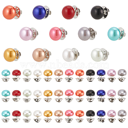 48Pcs 12 Colors Pearl Button Pins for Jeans, Garment Accessories, Round, Mixed Color, 16.5x12mm, 4pcs/color(BUTT-FG0001-39)