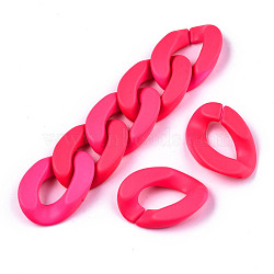 Opaque Spray Painted Acrylic Linking Rings, Fluorescence, Quick Link Connectors, for Curb Chains Making, Unwelded, Twist, Deep Pink, 29x20.5x6mm, Inner Diameter: 8x16mm(OACR-R249-03B)