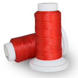 Flat Waxed Polyester Cord, for Leather Sewing Stitching, Red, 0.8mm, about 54.68 yards(50m)/roll(OCOR-E021-A11)