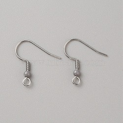 304 Stainless Steel Earring Hooks, French Hooks with Coil and Plastic Ball, Silver, 19.5x18.5x3mm, Hole: 2mm, Pin: 0.7mm(STAS-WH0027-64P-11)