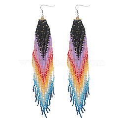 Bohemian Tassel Earrings for Bestie: Colorful Beads and Fringe Design(US4565)