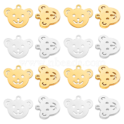 Unicraftale 12Pcs 2 Colors Ion Plating(IP) 201 Stainless Steel Charms, Cut, Bear, Golden & Stainless Steel Color, 11x14x1mm, Hole: 1.2mm, 6pcs/color(STAS-UN0030-48)