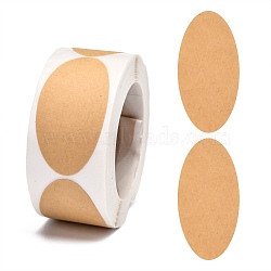 Self-Adhesive Kraft Paper Gift Tag Stickers, Adhesive Labels, Blank Tag, Oval, Tan, Oval: 50x25mm, 250pcs/roll(DIY-G021-10)