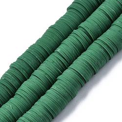 Flat Round Handmade Polymer Clay Beads, Disc Heishi Beads for Hawaiian Earring Bracelet Necklace Jewelry Making, Dark Sea Green, 10mm(CLAY-R067-10mm-46)