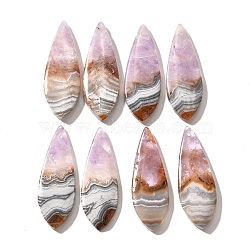 Natural Amethyst Lace Agate Pendants, Teardrop, 38x13.5x3.5~4mm, Hole: 1.2mm(G-A244-07B)