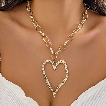 Alloy Pendant Necklaces, Jewely for Women, Heart, Light Gold, 19.29 inch(49cm)