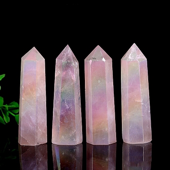 Point Tower Natural Rose Quartz Healing Stone Wands, for Reiki Chakra Meditation Therapy Decos, Hexagonal Prisms, 40~50mm