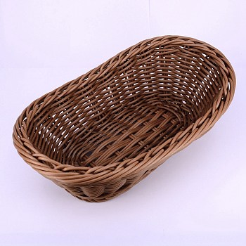 Plastic Storage Baskets, Woven Basket, for Nursery Baby Clothes, Toy, Makeup, Books, Towels, Sienna, 23.5~25x16.1x8.4~9cm