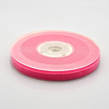 Polyester Velvet Ribbon for Gift Packing and Festival Decoration, Cerise, 3/8 inch(10mm), about 50yards/roll(45.72m/roll)