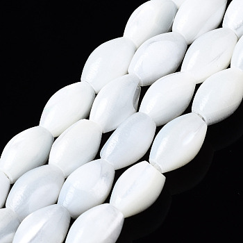 Natural Trochid Shell/Trochus Shell Beads Strands, Oval, Bleach, Seashell Color, 9x6mm, Hole: 0.7mm, about 44~45pcs/strand, 15.35 inch(39cm)