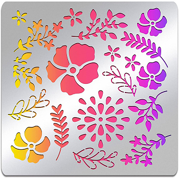 Stainless Steel Cutting Dies Stencils, for DIY Scrapbooking/Photo Album, Decorative Embossing DIY Paper Card, Matte Stainless Steel Color, Plants Pattern, 156x156mm