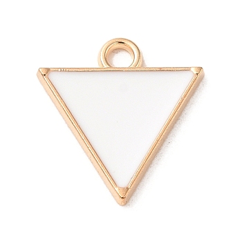 Alloy Enamel Pendants, Light Gold, Triangle Charm, White, 16x15x1.5mm, Hole: 2mm