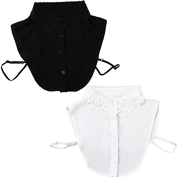 2Pcs 2 Colors Detachable Polyester Shirt Women False Collar, Neckline Trim DIY Garment Accessories, Mixed Color, 325x350x5mm, 1pc/color