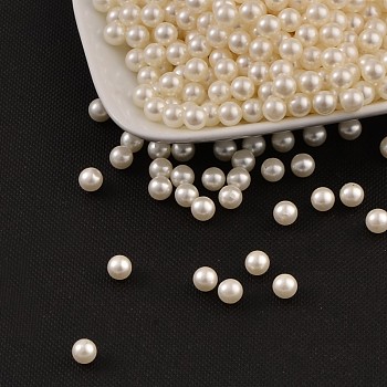 Imitation Pearl Acrylic Beads, No Hole, Round, Beige, 1.5~2mm, about 10000pcs/bag