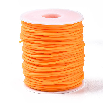 Hollow Pipe PVC Tubular Synthetic Rubber Cord, Wrapped Around White Plastic Spool, Orange, 3mm, Hole: 1.5mm, about 27.34 yards(25m)/roll
