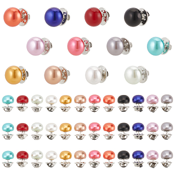 48Pcs 12 Colors Pearl Button Pins for Jeans, Garment Accessories, Round, Mixed Color, 16.5x12mm, 4pcs/color