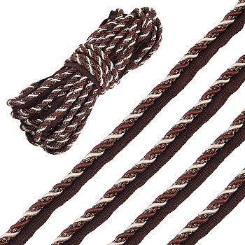 12.5M Polyester Twist Lip Cord Trim, Upholstery Trim Edge Sewing Piping Cord for Curtain Sofa Decoration, Coconut Brown, 17x7mm, about 13.67 Yards(12.5m)/Bundle