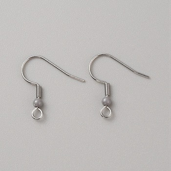 304 Stainless Steel Earring Hooks, French Hooks with Coil and Plastic Ball, Silver, 19.5x18.5x3mm, Hole: 2mm, Pin: 0.7mm