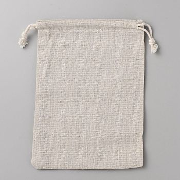 Linen Pouches, Drawstring Bag, Rectangle, Wheat, 20.2x15x0.7cm
